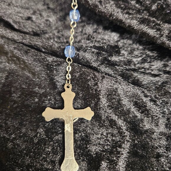 Clear blue color beaded Rosary - Picture 2 of 7